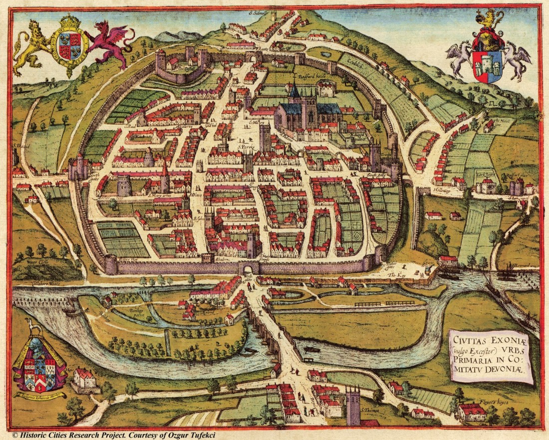 Эксетер, 1617 г., из книги Георга Брауна Civitates orbis terrarum (1572-1617). Изображение предоставлено Проектом исследования исторических городов. Э