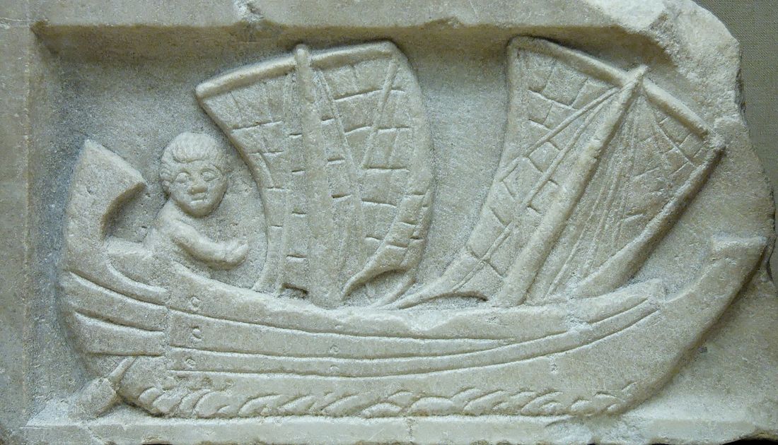 Из Википедии, рельеф корбиты, небольшого прибрежного судна римского периода. Найденный в Карфагене, он, вероятно, был изготовлен в этом регионе ок. 20