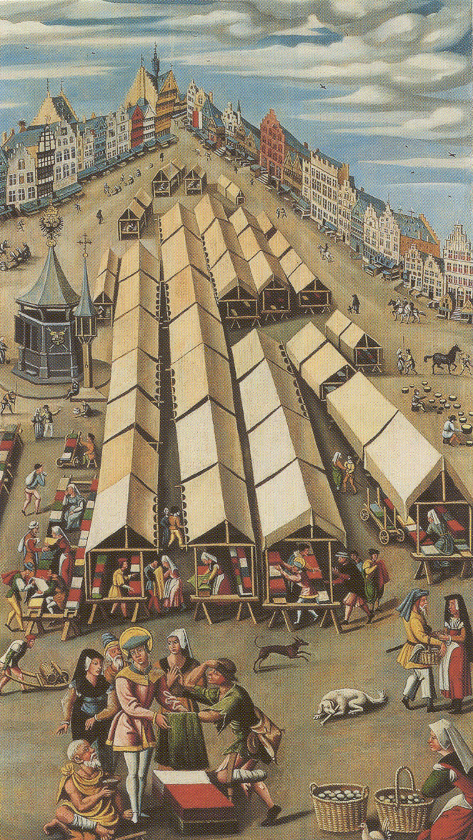 Википедия, Рынок одежды в 's-Hertogenbosch, Brabant, c. 1530 (который также появляется в J.S. Lee, op. cit. pl V)