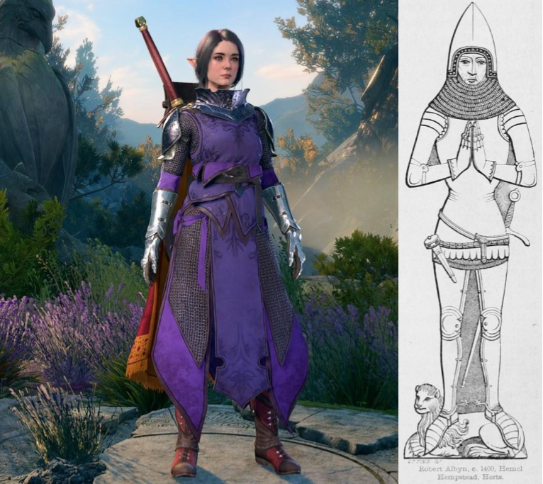 Кольчуга из Baldur’s Gate III и доспех Роберта Албина около 1400 года