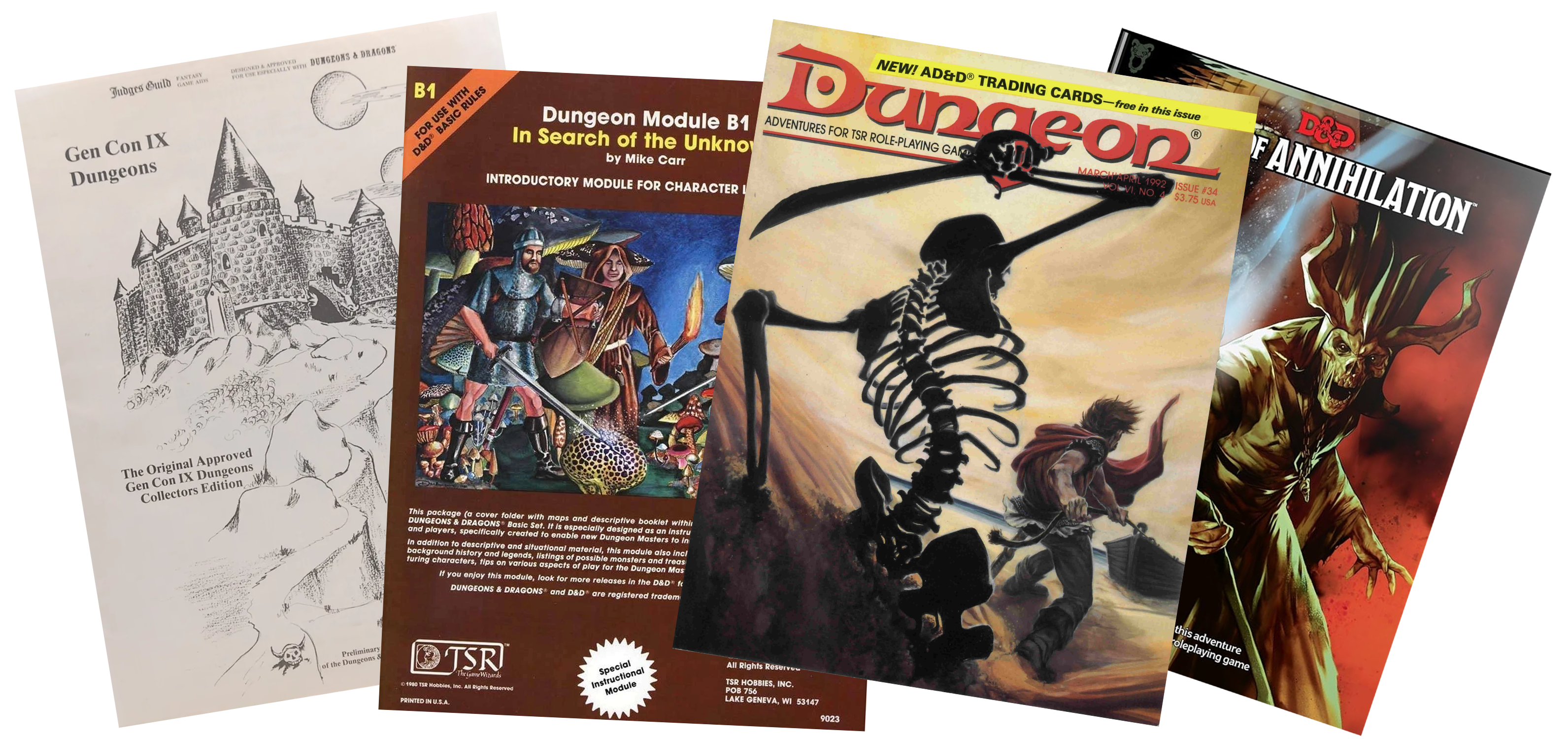 Подземелья Gen Con IX, B1 In Search of the Unknown, Dungeon Magazine № 34 и Tomb of Annihilation