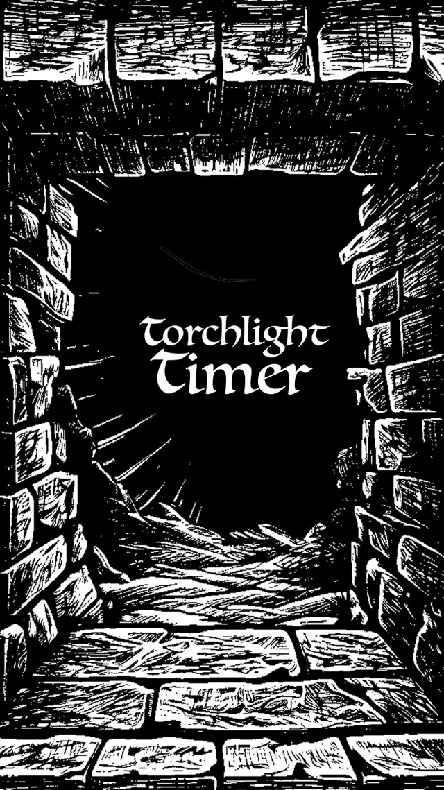 Тёмный коридор подземелья с надписью Torchlight Timer